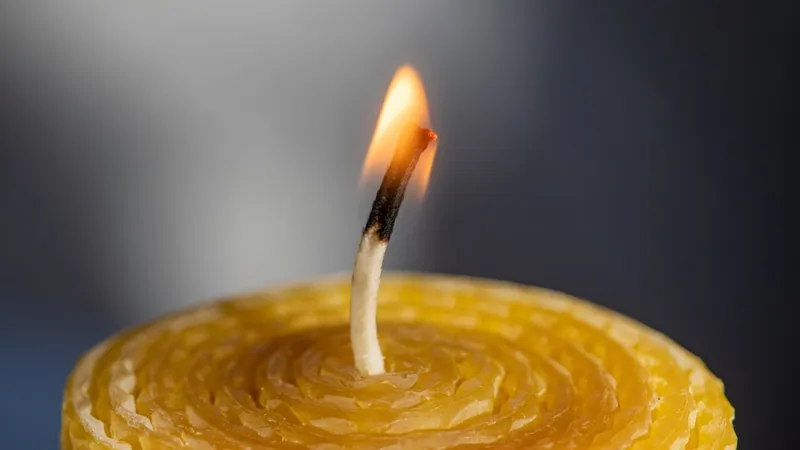 a burning match in a lemon